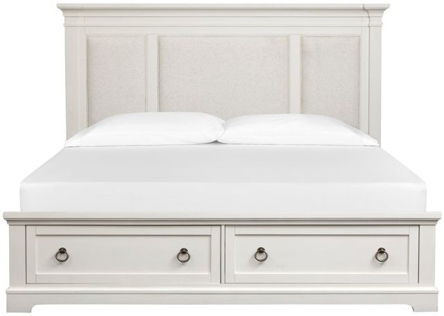 Magnussen Home® Kingston Whisper White California King Panel Storage Bed with Upholstered Headboard-3