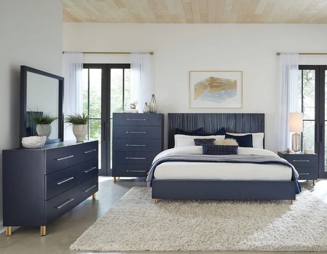 Modus Furniture Argento Navy Blue California King Panel Bed-1