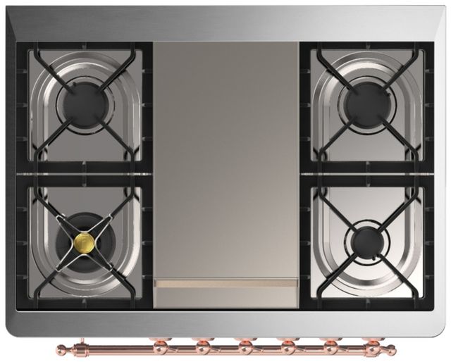 Ilve® Majestic III 36" Antique White Pro Style Dual Fuel Liquid Propane Range with Solid Door and Copper Trim-3