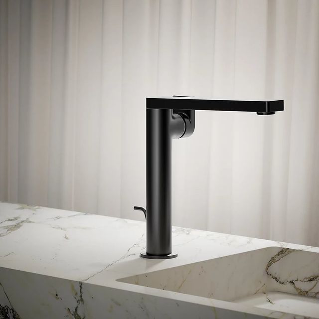 KOHLER® Composed® Matte Black Tall Single-Handle Bathroom Sink Faucet with Lever Handle-3