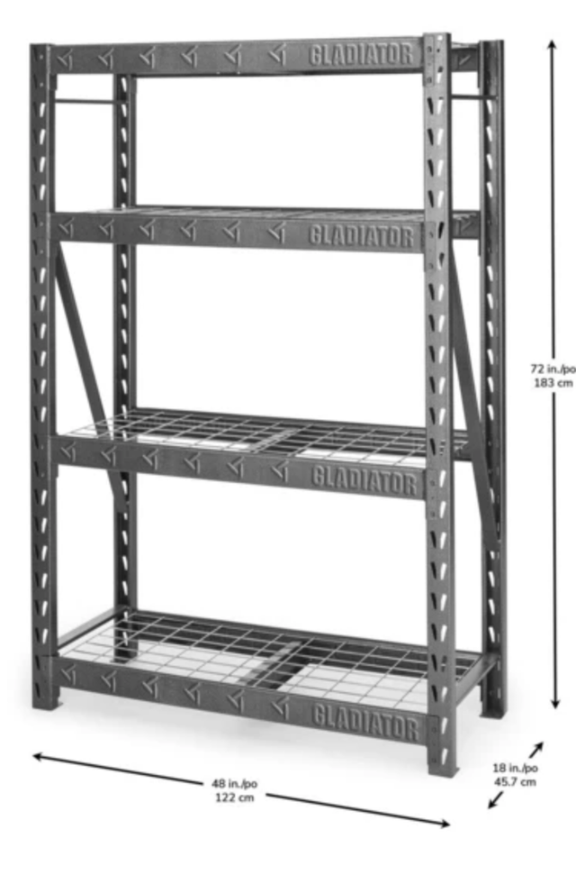 Gladiator® Hammered Granite 48" Wide Heavy Duty Rack with Four 18" Deep Shelves-3