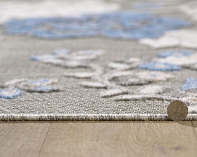 KAS Rugs Calla Blue/Gray Floral Vine 5'x7' Area Rug-3