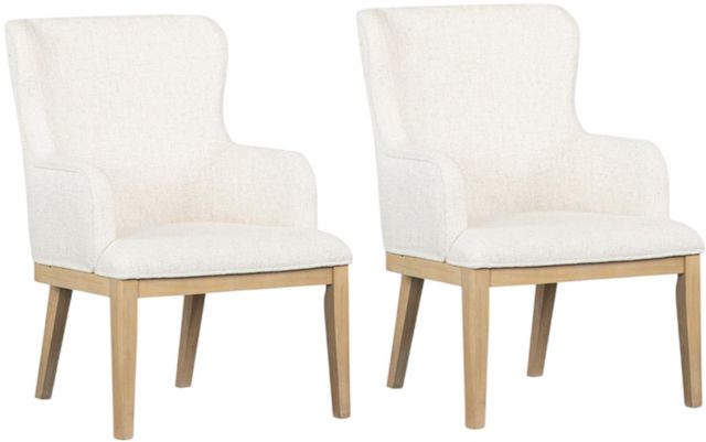 Magnussen Home® Somerset 2-Piece Butternut/Omari Natural Upholstered Dining Arm Chair Set-0