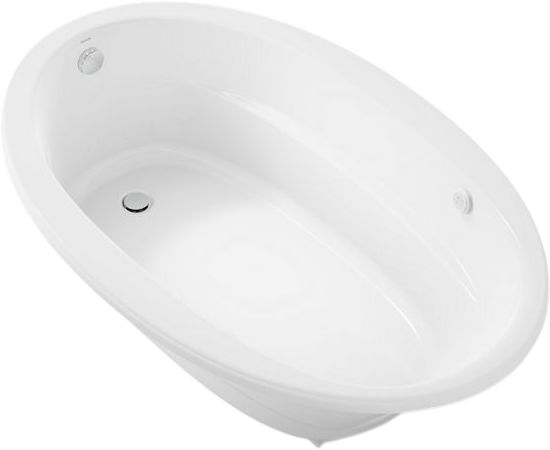 KOHLER® Sunward® White 66" x 42" Drop-In Heated Bubble Massage™ Air Bath with Bask® Heated Surface-0