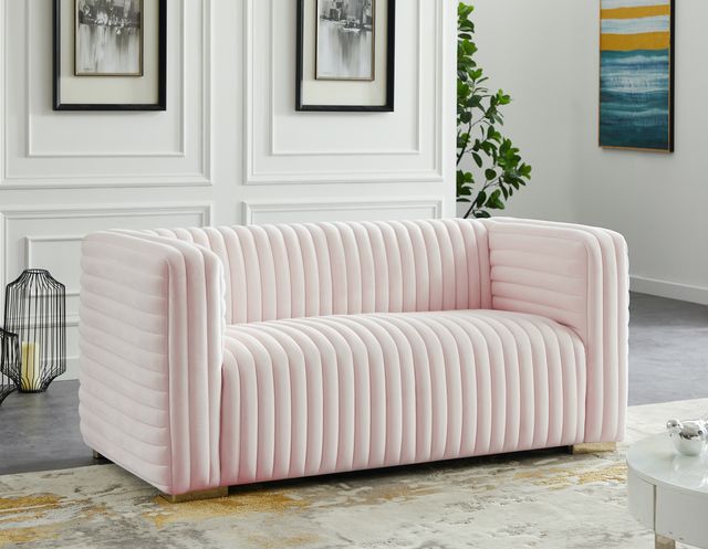 Meridian Furniture Ravish Pink Velvet Loveseat-1