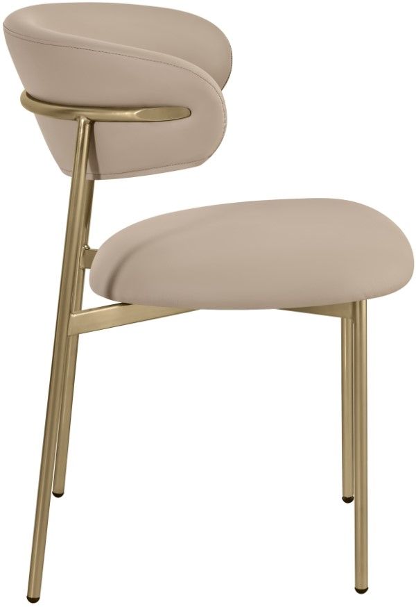 Meridian Furniture Lupita Taupe/Gold Vegan Leather Dining Chair-3
