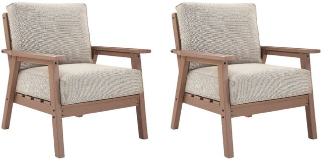 Signature Design by Ashley® Cliffs Beach 2-Piece Beige/Driftwood Fabric/Plastic Outdoor Lounge Chair-0