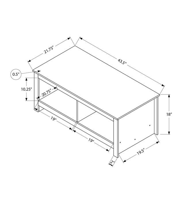Monarch Specialties Inc. Dark Oak/Light Beige 44" Coffee Table-2