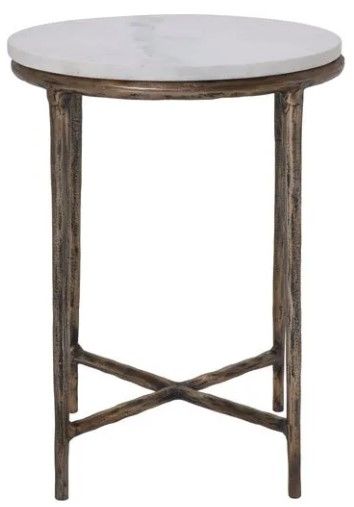 Renwil® Pearson Natural White Side Table with Brass Base-0