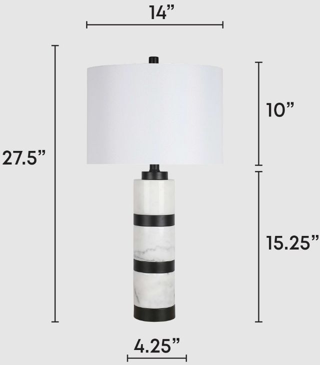 Classy Living Marble Harmony Matte Black/White Table Lamp-1
