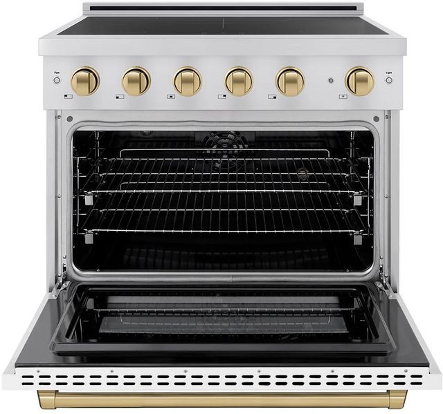 ZLINE Autograph Edition Paramount 36" Stainless Steel Pro Style Induction Range with White Matte Door and Champagne Bronze Accents-1