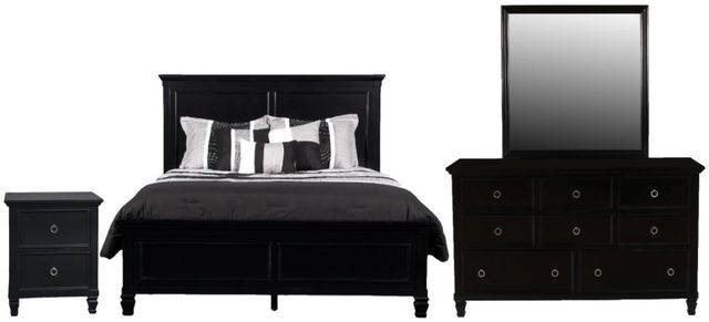 New Classic® Home Furnishings Tamarack 4-Piece Black California King Panel Bedroom Set-0
