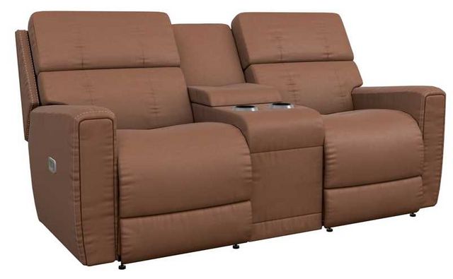 La-Z-Boy® Apollo Caramel Leather Power Reclining Loveseat with Console Headrest and Lumbar