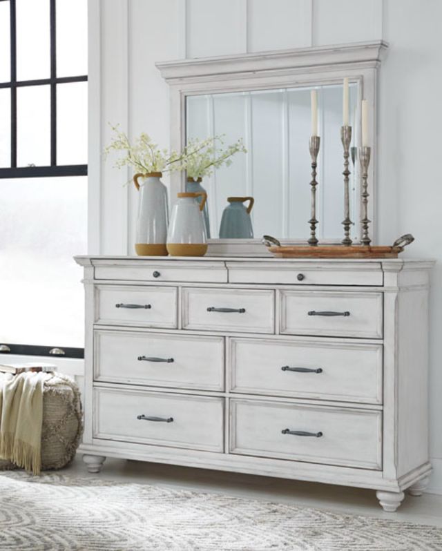 Benchcraft® Kanwyn Whitewash Bedroom Mirror-2