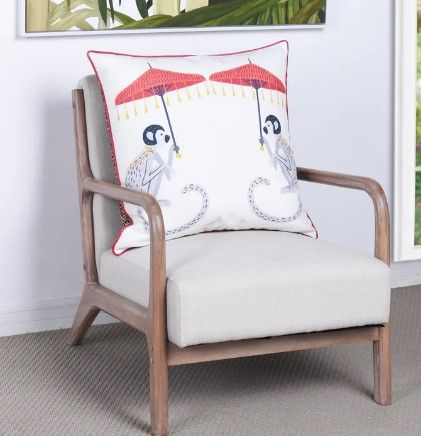 Stylecraft Tinck Brown/White Throw Pillow-4