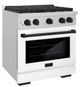 ZLINE Autograph Edition 30" Stainless Steel Pro Style Gas Range with White Matte Door and Matte Black Accents-3