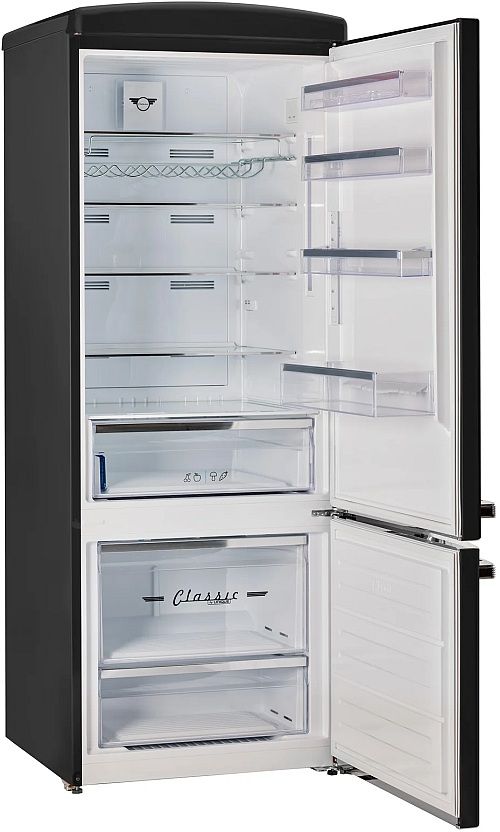Unique Appliances Classic Retro 28" 17 Cu. Ft. Matte Black Counter Depth Bottom Freezer Refrigerator-3