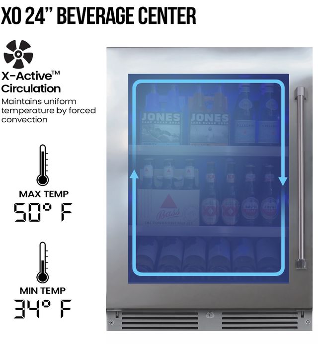 XO 24" 5.7 Cu. Ft. Fingerprint Resistant Stainless Steel Built-In Beverage Center-3