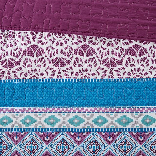 Olliix by Intelligent Design Joni Purple Twin/Twin XL Boho Reversible Coverlet Set-4