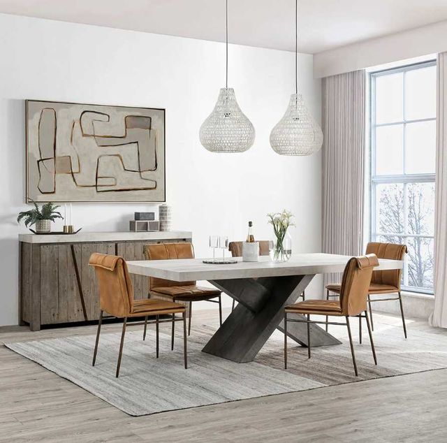 Classic Home Durant Weathered Chalk 84" Dining Table with Distressed Gray Base-1