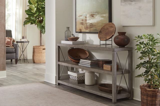 Hammary® West End Bluestone Sofa Table with Brown Base-1