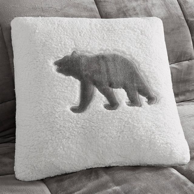 Olliix by Woolrich Alton Charcoal and Ivory King Plush to Sherpa Down Alternative Comforter Set-1