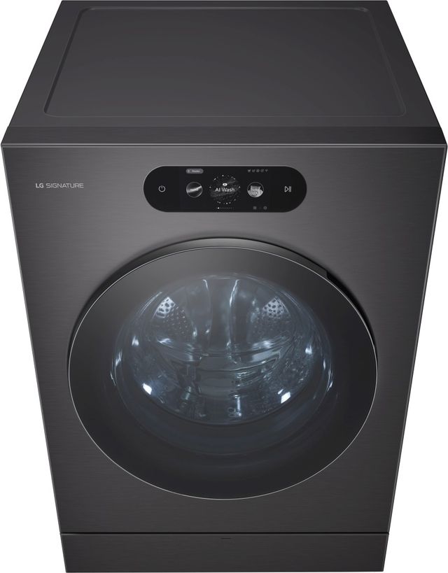 LG SIGNATURE 5.8 Cu. Ft. Brushed Black Steel Front Load Washer with Built-In Intelligence, TurboWash® 360°, ezDispense® and Touch LCD Control-4
