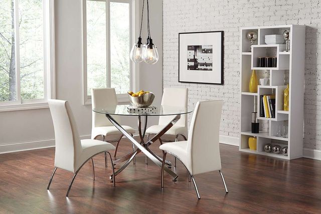 Coaster® Beckham Glass Top Round Dining Table with Chrome Base-1