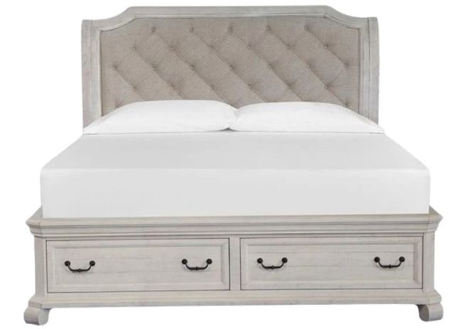Magnussen Home® Bronwyn Alabaster Upholstered Queen Sleigh Storage Bed-3