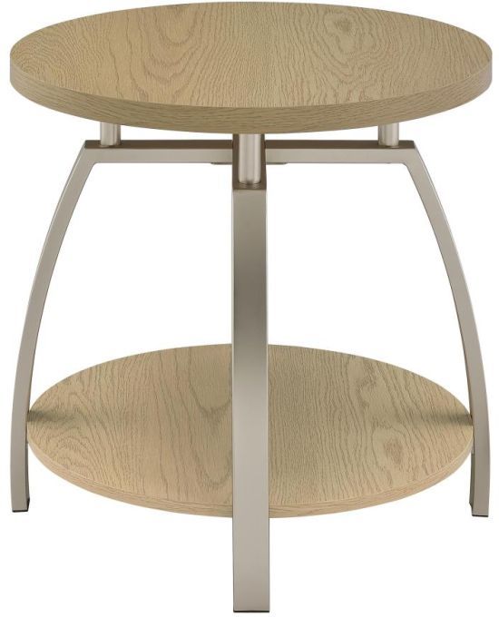 Coaster® Dacre Greige End Table with Satin Nickel Base-2