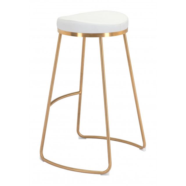 Zuo® Modern Bree White/Gold Bar Stool-2