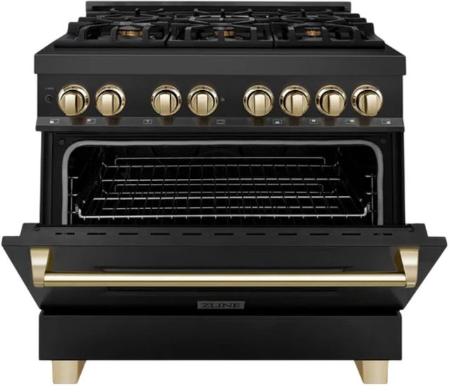 ZLINE Autograph Edition Legacy 36" Black Stainless Steel Pro-Style Dual Fuel Range with 6-Burner Gas Cooktop and Electric Convection Oven-3