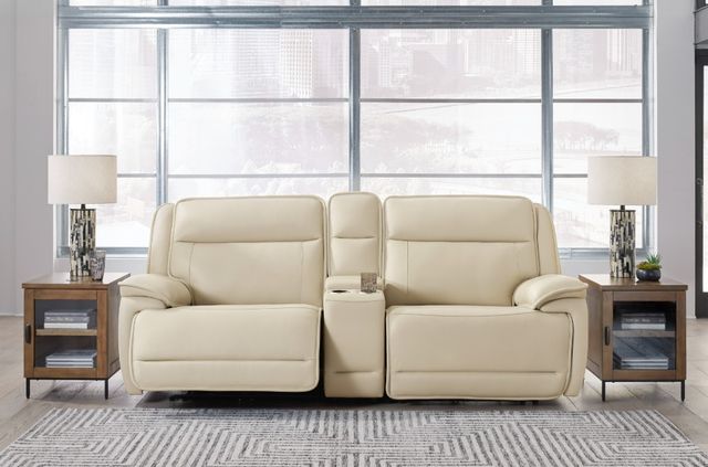 Signature Design by Ashley® Double Deal 3-Piece Almond Power Reclining Loveseat Sectional with Console-1