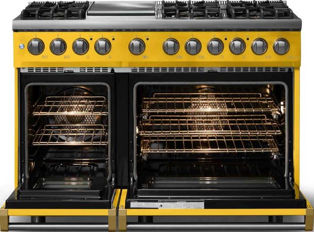 Viking® 5 Series 48" Daffodil Pro Style Dual Fuel (LP) Range with Brushed Brass Trim-1