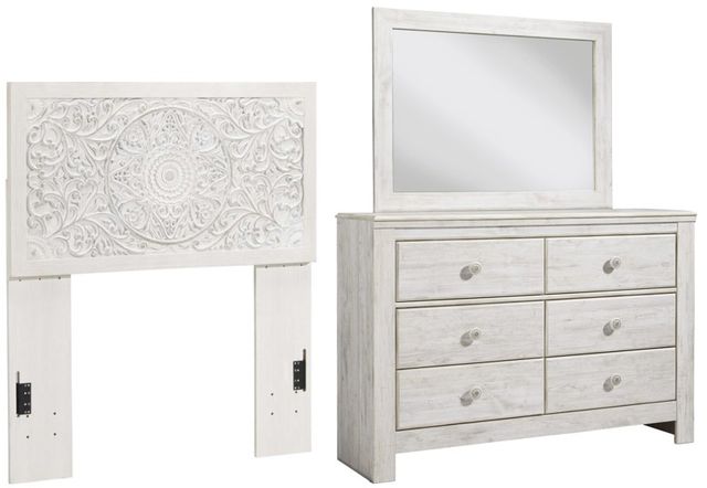 Signature Design by Ashley® Paxberry 3-Piece Whitewash Twin Panel Headboard Bed Set-0