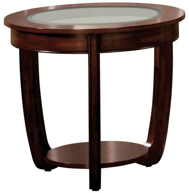 Furniture of America® Crystal Falls Dark Cherry Glass Insert End table-0