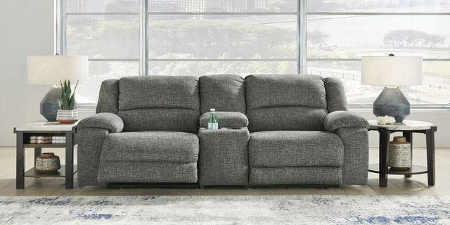 Signature Design by Ashley® Goalie 3-Piece Pewter Reclining Loveseat with Console-2