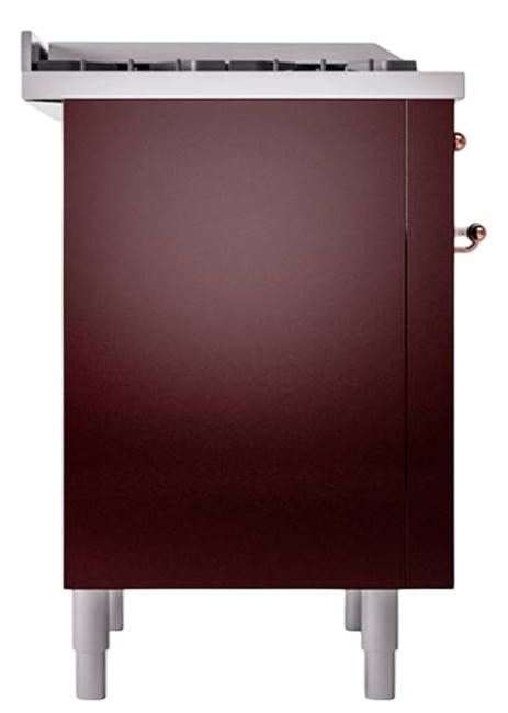 Ilve® Nostalgie II Noblesse 36'' Burgundy Pro Style Dual Fuel Range with Copper Trim-2