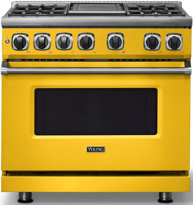 Viking® 7 Series 36" Daffodil Pro Style Dual Fuel Range with Griddle-2