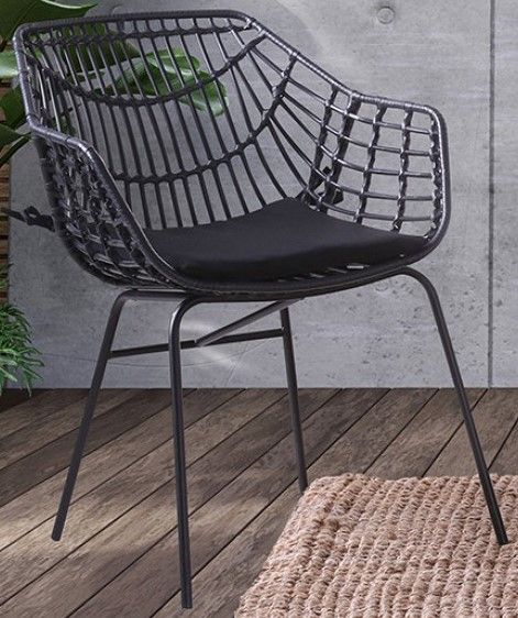 Furniture of America® Livana 2-Piece Black Fabric/Rattan/Steel Outdoor Chair Set-0