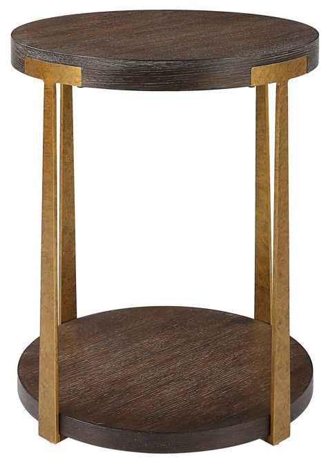 Uttermost® Palisade Walnut Side Table with Antique Gold Frame-3