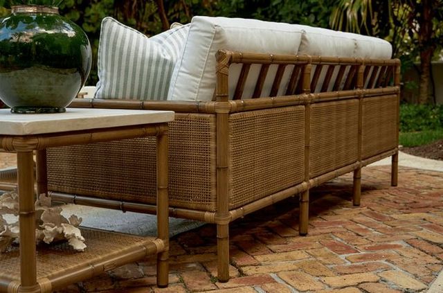 Lane Venture® Customizable Brooks Hand Woven Wicker Outdoor Sofa-2