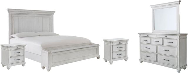 Benchcraft® Kanwyn 5-Piece Whitewash Queen Panel Bed Set-0