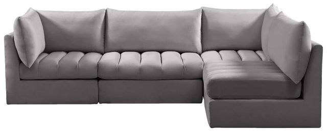 Meridian Furniture Jacob 5-Piece Grey Velvet Modular Sectional Set-1