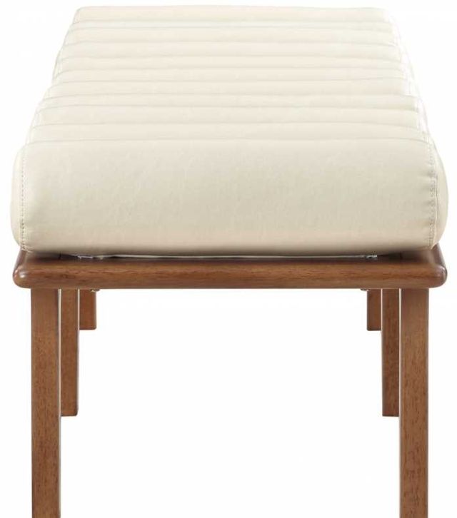 Meridian Furniture Landon Cream/Walnut Vegan Leather Bench-2