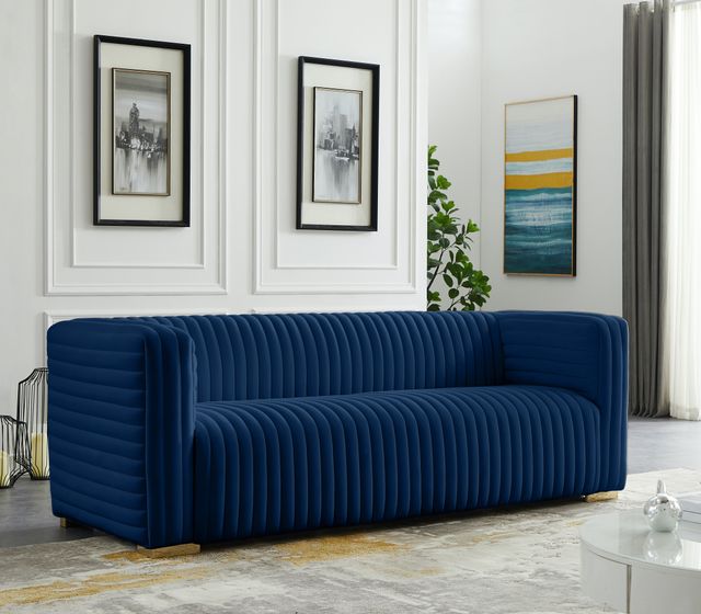 Meridian Furniture Ravish Navy Velvet Sofa-1