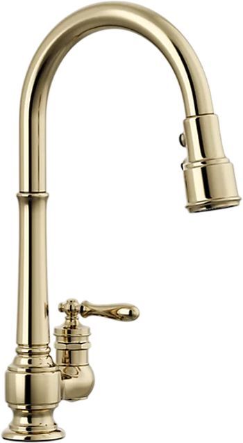 KOHLER® Artifacts® Vibrant French Gold Kitchen Sink Faucet with 3-Function Sprayhead and Unique Handle-0