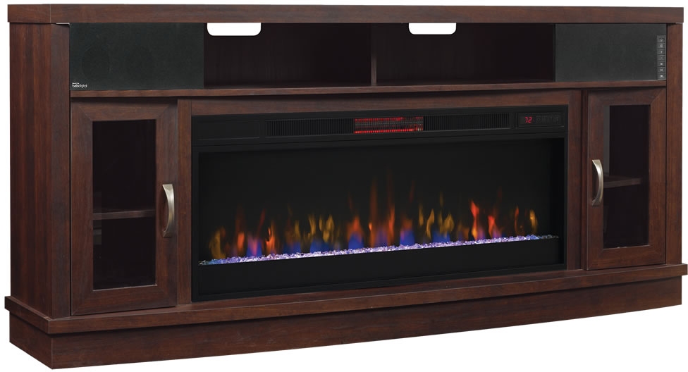 Tv stand with fireplace cherry wood discount