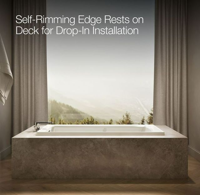 KOHLER® Archer® Biscuit 66" x 32" Drop-In Whirlpool Bath with Bask® Heated Surface-2