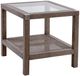 Bassett Mirror Calum Glass Top End Table with Driftwood Gray Base-0
